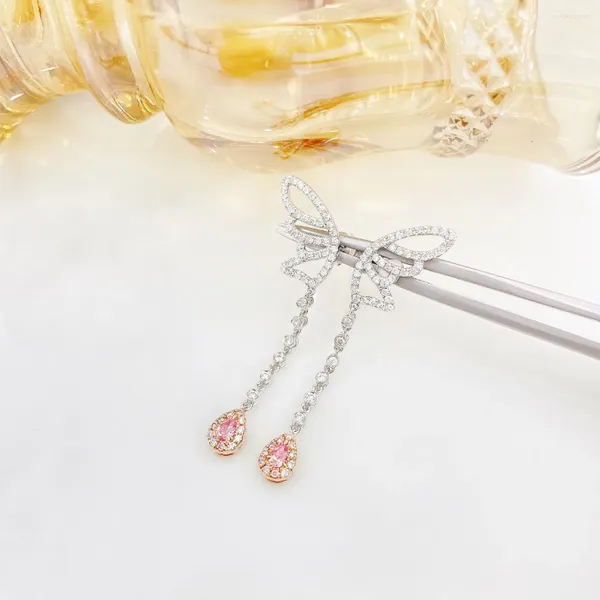 Orecchini a bottone YM2023 Diamanti rosa da 0,16 ct in oro bianco 18 carati con goccia femminile pendente per donna raffinata