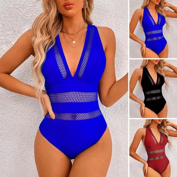 Costumi da bagno da donna Elastico Bella signora Mesh Patchwork Pagliaccetto Costume da bagno da surf Asciugatura rapida Monokini da donna Abbigliamento da piscina