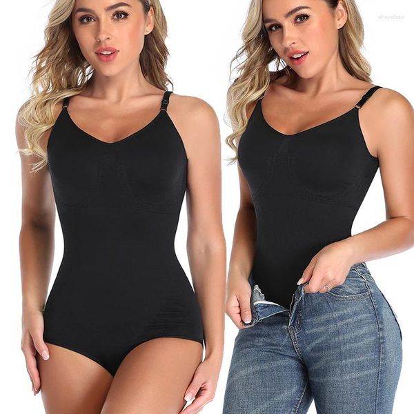 Kadın şekillendiricileri Kadınlar kolsuz v Boyun Shaperwear Zayıflama İç çamaşırı Bodysuit Vücut En İyi Partisi Sıradan Bodycon Romper Suit Jumper Açık Kasık