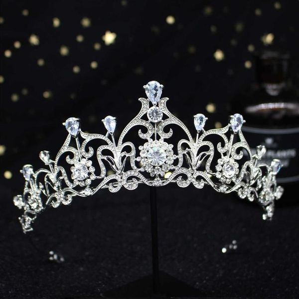 Tiara di cristallo azzurro Corona principessa Fascia per capelli da sposa Accessori per gioielli per capelli Copricapo di moda Ornamenti per spettacoli di ballo 244R