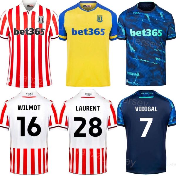 23-24 Club Team Stoke City Soccer 7 Andre Vidigal Trikots 20 Sead Haksabanovic 35 Nathan Lowe 12 Daniel Johnson 16 Ben Wilmot 17 Ki-Jana Hoever Fußballtrikot-Kits