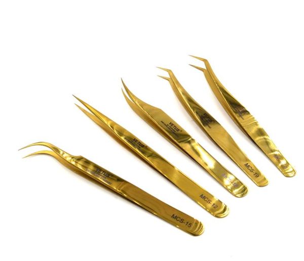 1 pcs Golden Vetus MCS Serie Makeup Pincet voor Schoonheid Wimpers Grip Picking Selectie Werkt Repareren Handgereedschap5142354