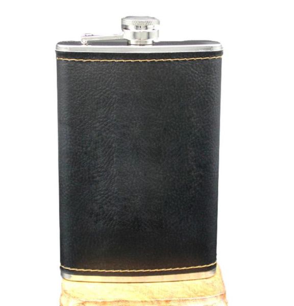 s de alta qualidade aço inoxidável 9 oz hip flask couro uísque garrafa vinho retro gravura álcool bolso flagon com caixa presentes9896022