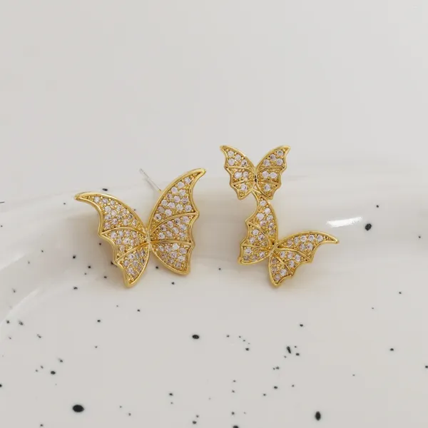 Brincos pendurados S925 Prata Agulha Stud Minimalista Zircon Borboleta Latão/14k Ouro Coreia do Sul Fasion Jóias Para Mulheres Venda