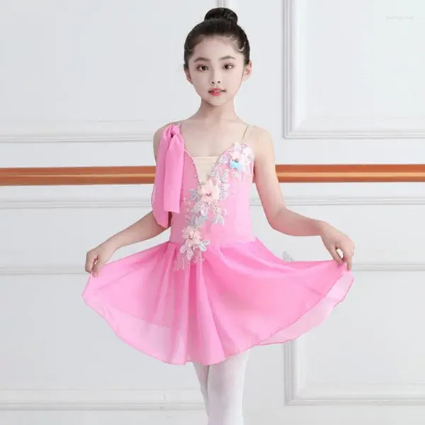 Abbigliamento da palcoscenico Vestito da balletto per bambini Ragazze Body classico in chiffon rosa blu bianco per bambini Danza moderna Fionda cinese