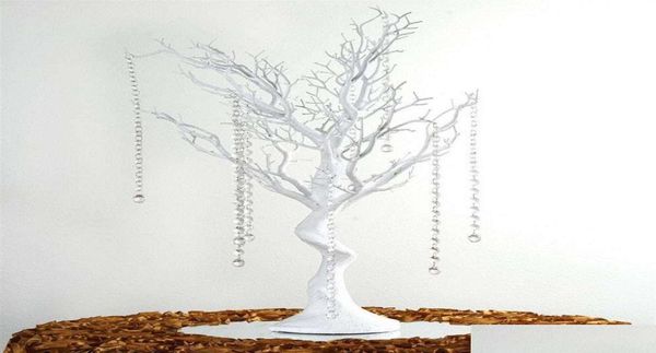 Party-Dekoration, 30 Manzanita-Kunstbäume, weißes Herzstück, Party-Straßenführung, Tischplatte, Hochzeitsdekoration, 20 Kristallketten261QDhfvk3100823
