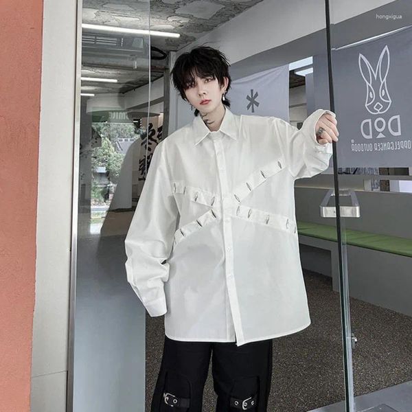 Camicie casual da uomo SYUHGFA Decorazione con rivetti in metallo Maglie a manica lunga Cardigan maschile Fahsion coreano Design di nicchia Autunno