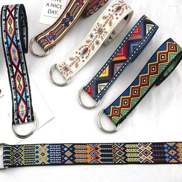 Cinture Tendenza moda Stile etnico Cinturino in tela Cintura intrecciata in nylon Fascia in vita con fibbia a doppio anello