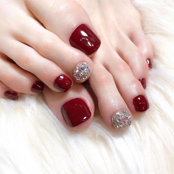 Kits de arte de unhas HEALLOR 24pcs imprensa curta em unhas bonito strass 3D estilo doce cobertura completa com geléia gel / cola artificial mh88