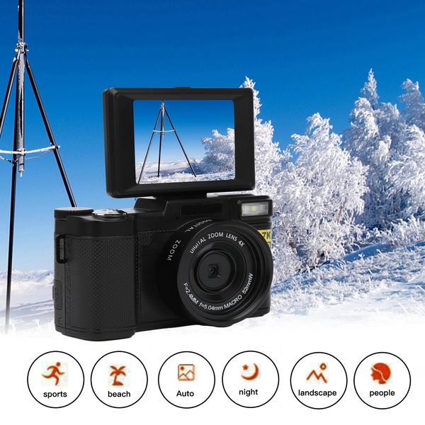 Цифровые фотоаппараты Портативная камера 3 дюйма, 30 МП, вращение на 180 градусов, встроенный аккумулятор с автоматической вспышкой для семейного сбора, путешествия на открытом воздухе 231025
