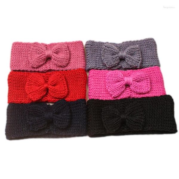 Haarschmuck Gestricktes Baby Stirnband Niedlich Häkeln Großer Bogen Mädchen Band Herbst Winter Warm Breiter Turban Kopfwickel