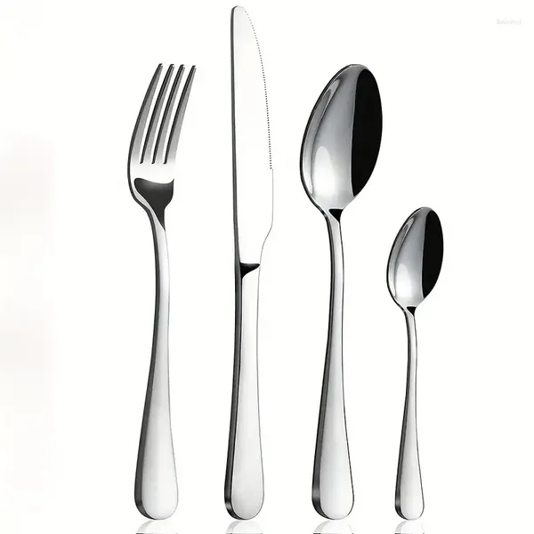 Set di posate Set di posate in acciaio inossidabile da 16 pezzi Coltelli Forchette Cucchiai Utensili per posate dalla trama squisita per la casa e il ristorante