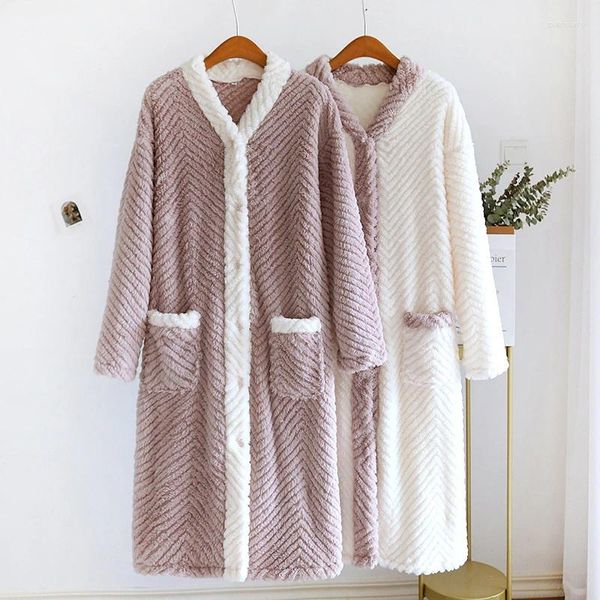 Damen-Nachtwäsche, Herbst-Winter-Robe, Damen-Pyjama, Bademantel, warme Plüsch-Nachthemden, Damen-Kleidung, Pijama, verdickter Flanell-Pyjama