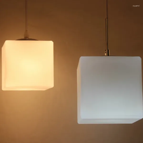 Lâmpadas pendentes cubo de vidro lustre luz teto nórdico sala jantar lâmpada hanglamp luminária suspensão luminária decoração casa