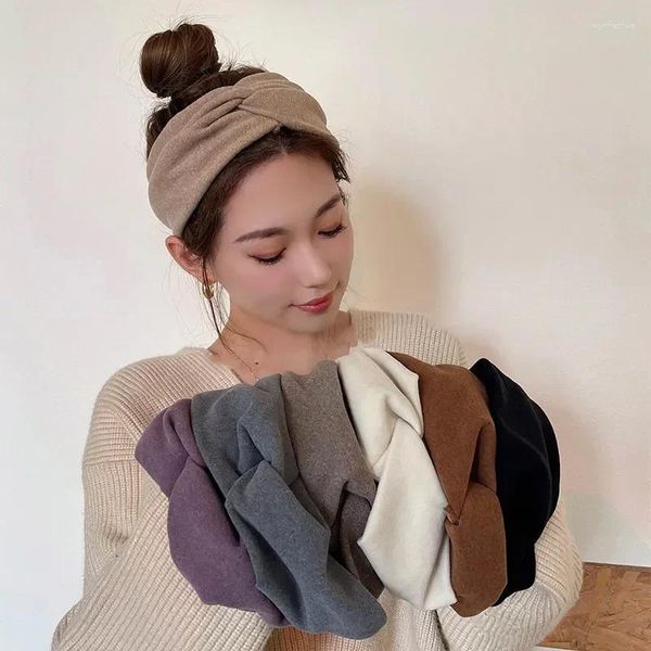 Berets Koreanische Stil Breite Quer Stirnbänder Für Frau Solide Haarband Elastische Sport Yoga Kopfbedeckungen Mädchen Haarband Zubehör