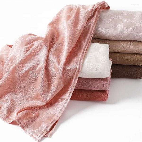 Schals Hohe Qualität Große Größe Baumwolle Jersey Hijab Schal Für Muslimische Frauen Schal Dehnbare Einfache Plain Hijabs Plaid Jacquard