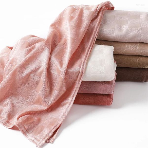 Sciarpe Sciarpa Hijab in jersey di cotone di grandi dimensioni di alta qualità per le donne musulmane Scialle elastico facile tinta unita Hijab scozzese jacquard