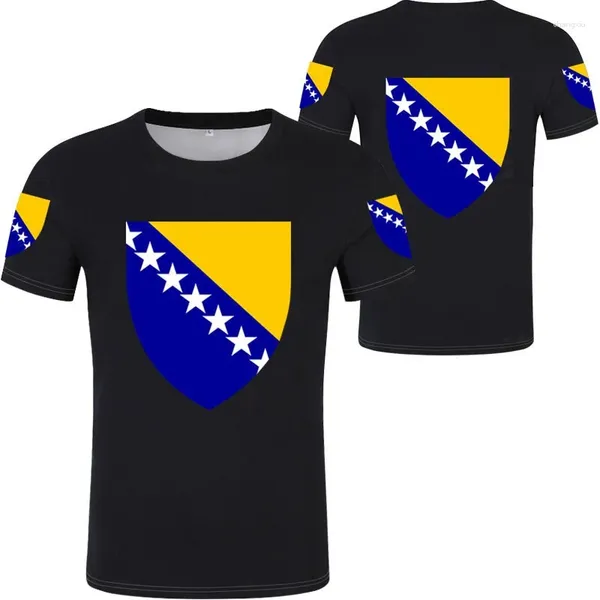 Erkek Tişörtleri Bosna ve Hersek Bayrağı 3D Baskı Büyük Boy Gömlek Kadın Erkekler Yaz O yaka Kısa Kollu Komik Tshirt Grafik Tees