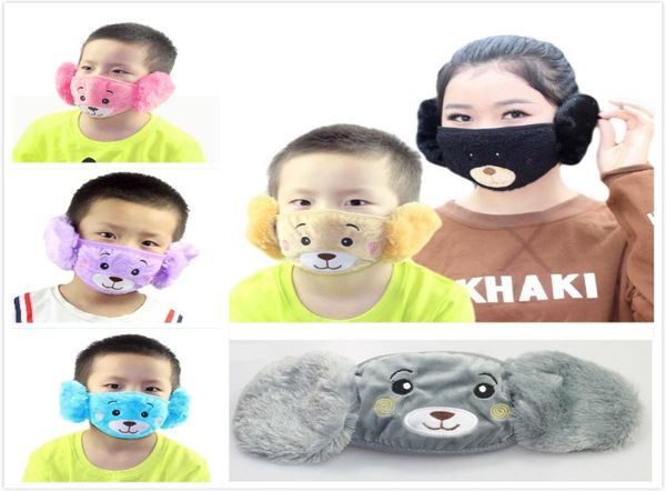 Cartoon-Bär-Gesichtsschutz-Abdeckung für Kinder, niedliche Ohrenschutz-Mundmaske, Tiere, 2-in-1-Winter-Gesichtsmasken für Kinder und Erwachsene, MouthMuffle-Masken 4910730