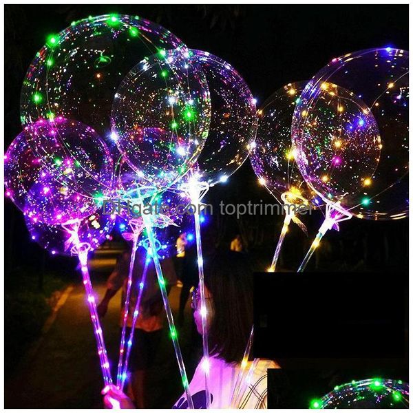 Воздушный шар Led Воздушные шары с палкой Светящееся свечение Латекс Bobo Детский фестиваль игрушек День рождения Поставки Украшения Прямая доставка Игрушки Подарок Dhrf0