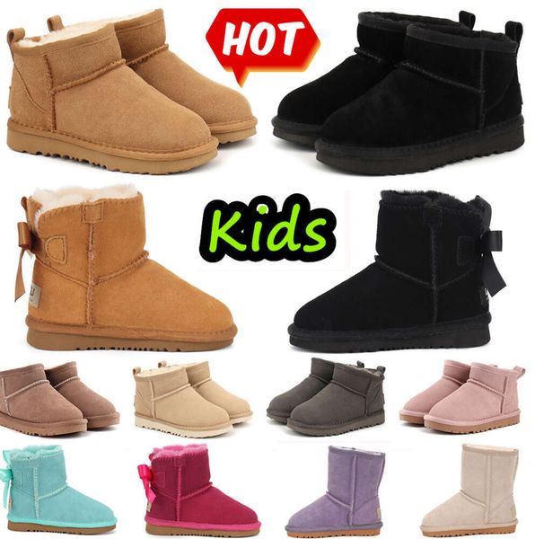 Botas Crianças Kid Tasman Criança Austrália Bota de Neve Crianças Sapatos Inverno Clássico Ultra Kids Uggies Mini Bota Bebê Meninos e Meninas Botas de Tornozelo Criança Camurça