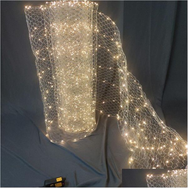 Decoração de festa Centerpieces de teto LED malhas de fio luz string estrela net lâmpada de arroz janela el ornamento drop entrega home jardim fes dh1nc