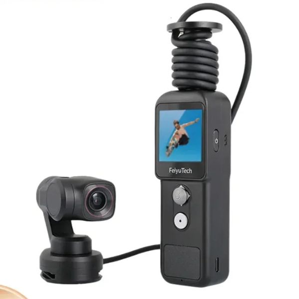 Câmeras à prova de intempéries FeiyuTech Feiyu Pocket 2S 3Axis Gimbal Camera Split Design Base magnética 1 25 polegadas Sensor 130 ° Campo de visão Ultra HD 4K 231025