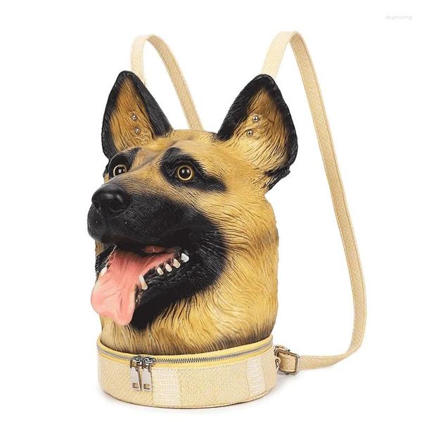 Okul çantaları kadın kız üst takviye sırt çantaları moda köpeğin baş sırt çantası yüksek kaliteli kalın deri mochila escolar çanta genç için