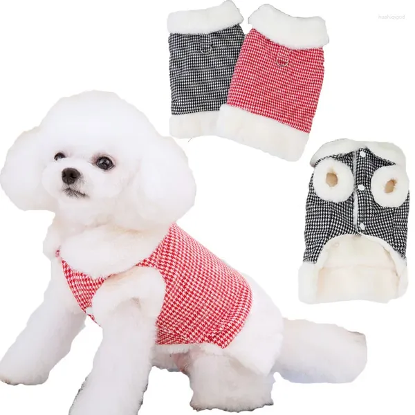 Hundebekleidung Luxus-Pelzmantel Winter Rot Schwarz Plaid Haustierkleidung Kleidung für kleine Hunde Chiwawa Kurzarm Welpenjacke XL