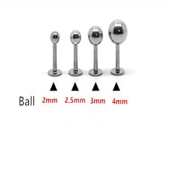 16G Lippenring Labret Piercing Ball Plain 316L Chirurgenstahl Mode Piercing Schmuck 100 Stück Lot 2mm 2 5mm 3mm 4mm Ohr Tragus 240G