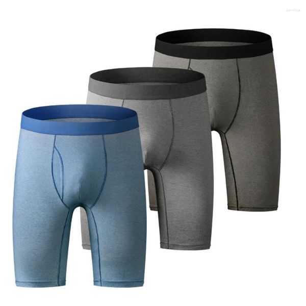 Underpants 3 pacote esporte boxer shorts homens atlético jean design treino correndo baselayer homem roupa interior collants algodão respirável