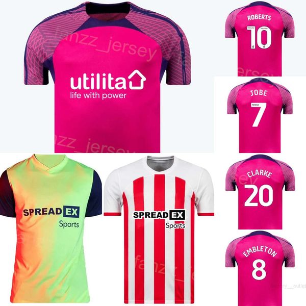 Club Team 2023-24 Sunderland Futebol Jerseys 20 Jack Clarke 17 Abdoullah Ba 24 Daniel Neil 7 Jobe Bellingham 1 Anthony Patterson Camisa de Futebol Kits Verde Rosa Vermelho