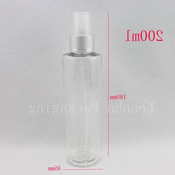 Flacone di profumo spray fine in alluminio da 200 ml X 30 per la cura personale, bottiglia di profumo riutilizzabile in plastica trasparente vuota all'ingrosso Pqjer