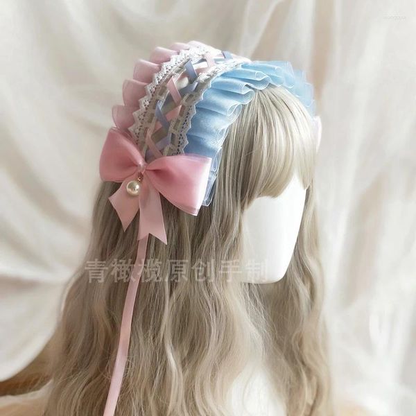 Fontes de festa rosa azul roxo lolita faixa de cabelo celestial donzela cereja chá arco bandana hairpin cosplay doce menina fada clipe cocar