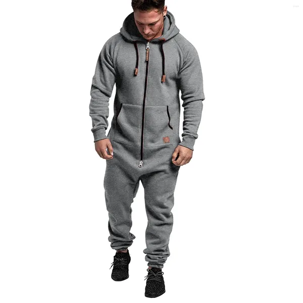 Erkeklerin izleri erkek onesie tulum uzun kollu polar eşofmanları saf renk ekleme 2023 Sonbahar Kış Gündelik Hoodie Erkek Fermuarı