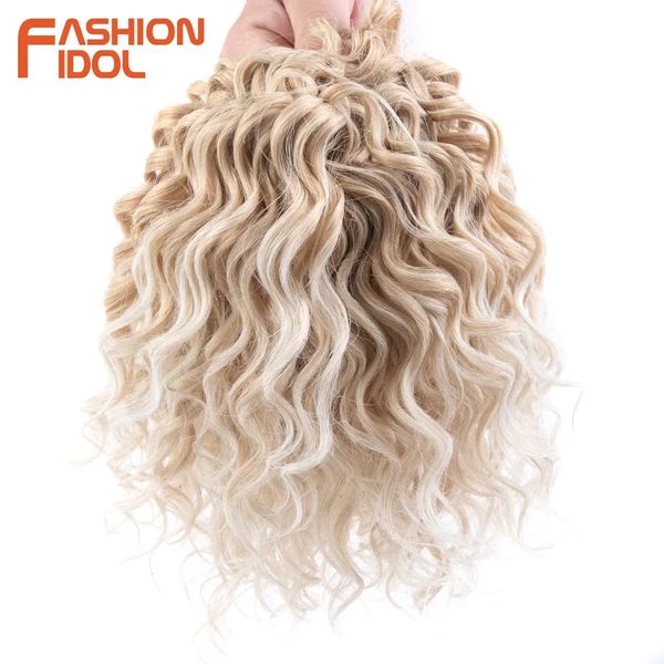 Bulk di capelli umani 10 pollici ondulati profondi Twist Crochet trecce sintetiche afro ricci Intrecciatura in fibra ad alta temperatura s 231025