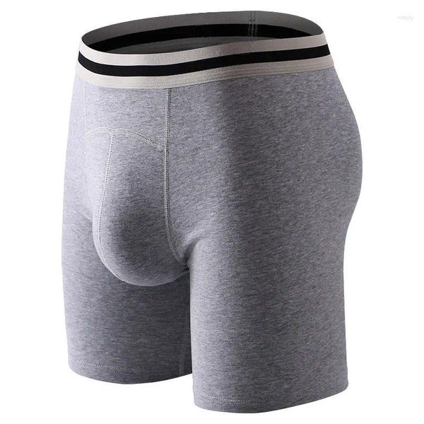 Underpants homens u convexo bolsa roupa interior juventude puro algodão boxer curto esporte inferior calça perna moagem anti curling cintura larga calcinha