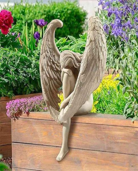 Creativo Scultura Decorazione Redenzione Angelo Statua Gioielli Statuetta Religiosa Giardino Casa 2108273685485