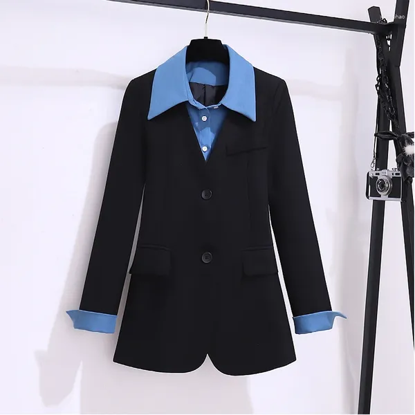 Abiti da donna UNXX Nero Finto Due Pezzi Giacca Sportiva Giacca Donna 2023 Primavera Autunno Coreano Elegante Petite Casual Mini Office Lady Cappotto