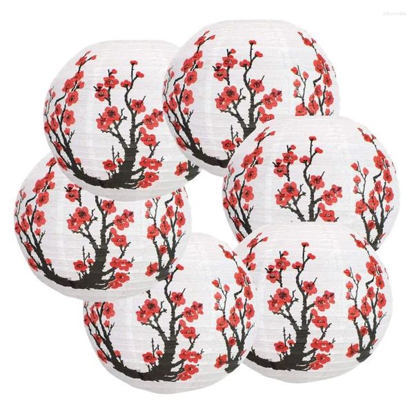 Bolsas de jóias 6 pacote 12 polegadas flores lanterna de papel branco redondo lâmpada japonesa chinesa para decoração de festa de casamento em casa