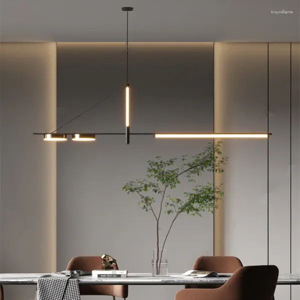 Lustres minimalistas restaurante lustre moderno luz luxo simples nórdico mesa de bar designer criativo luzes de faixa reta