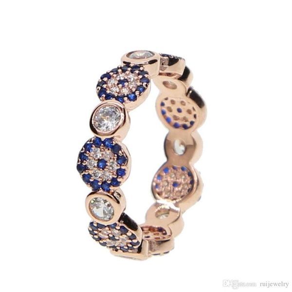 2019 Nuovo stile anello malvagio malocchio anello di hamsa anello di lusso blu zircone cubico cristallo oro rosa gioielli delicati donne s2475