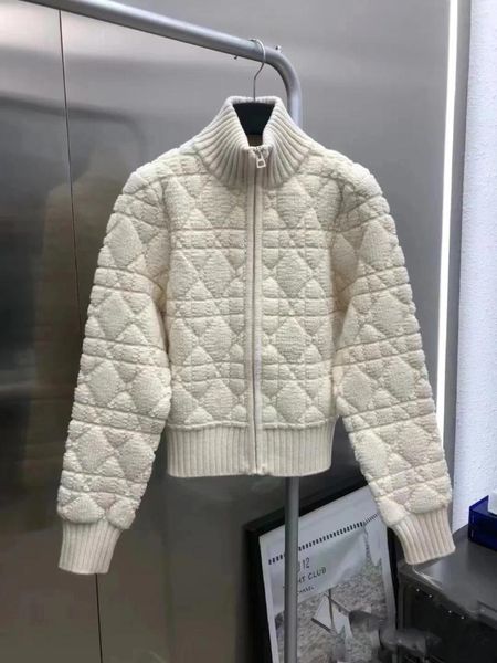 Jaquetas femininas 23 outono e inverno moda casual lã branca xadrez colarinho casaco