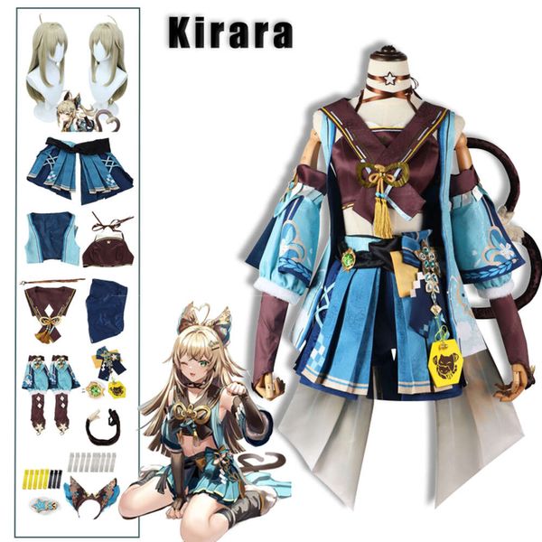 Cosplay Genshin Impact Kostüm Perücke Spiel Kurier Kirara Ohren Schwänze Anzug Frauen Katze Auf Halloween Karneval Party Outfit