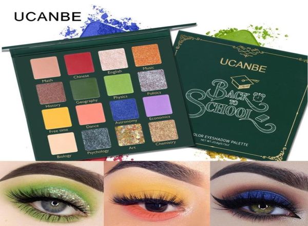 Nuovo UCANBE BACK TO SCHOOL Palette di ombretti Kit per trucco occhi verdi 16 colori Pressati Glitter Shimmer Matte Ombretto Pigmento Cosme6448582