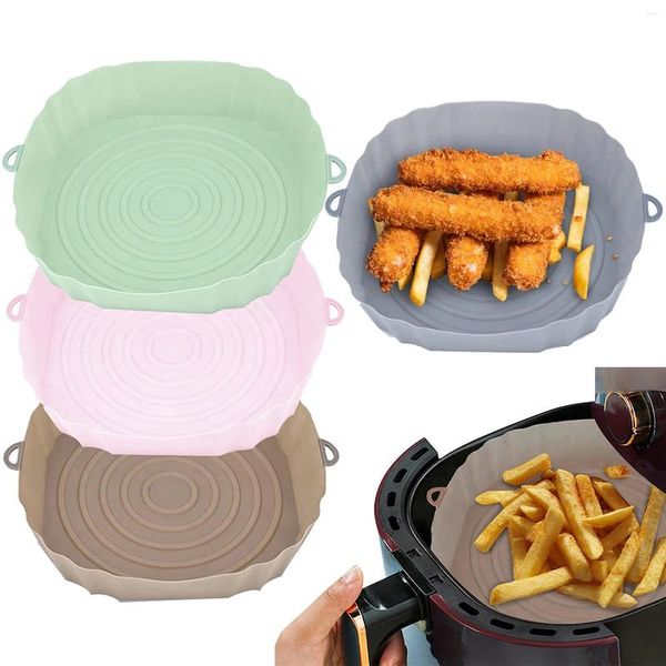 Utensili da forno 4 pezzi Fodere per friggitrice ad aria in silicone Cestello per ciotola Inserto per tappetino per forniture alimentari per fritture da cucina