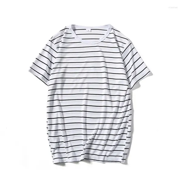 Мужские футболки 2023 Harajuku Stripe Shirt Мужская повседневная футболка с коротким рукавом Уличная мода Черно-белые топы Футболки с круглым вырезом Хип-хоп