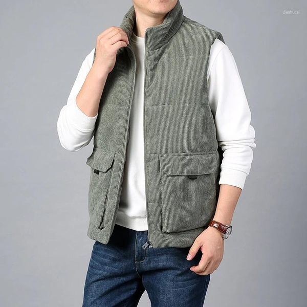 Gilet da uomo Gilet di moda Uomo invernale Caldo addensare Giacche senza maniche Gilet coreano Velluto a coste Uomo Autunno Imbottitura in cotone Cappotti Capispalla 6XL