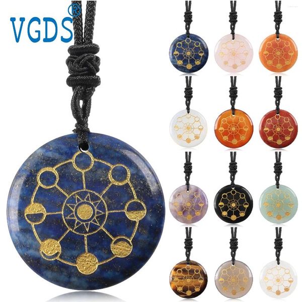 Anhänger Halsketten VGDS Natürlicher Kristall Quarzstein Solar R Eclipse Symbol Mond Sonne Reiki Heilung Charm Halskette für Männer Frauen Schmuck