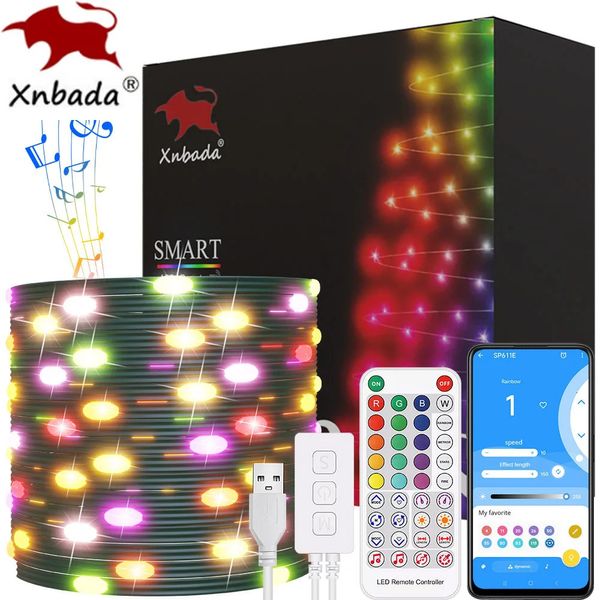 Weihnachtsdekorationen Dreamcolor Lights Bunte LED-Lichterkette WS2812B Adressierbares RGBIC-Modul USB WS2812 Musik-Controller DC5V 231026